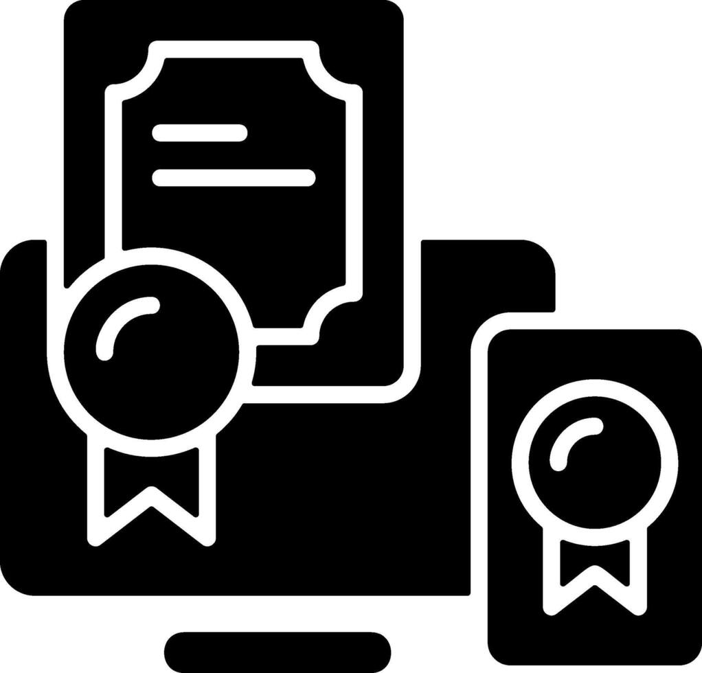Digital Certificate Flat Solid Black Icon vector