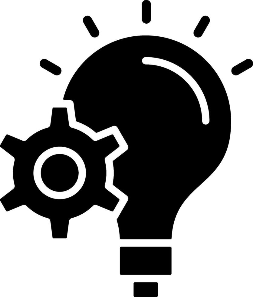 Bulb Cog Solid Black Icon vector