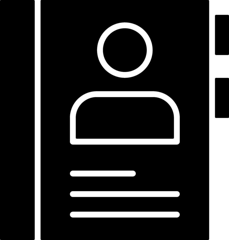 Contact Book Solid Black Icon vector