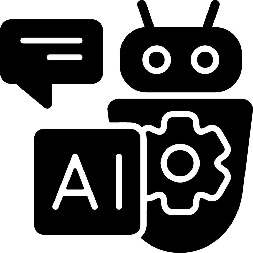 Artificial Intelligence Solid Black Icon vector