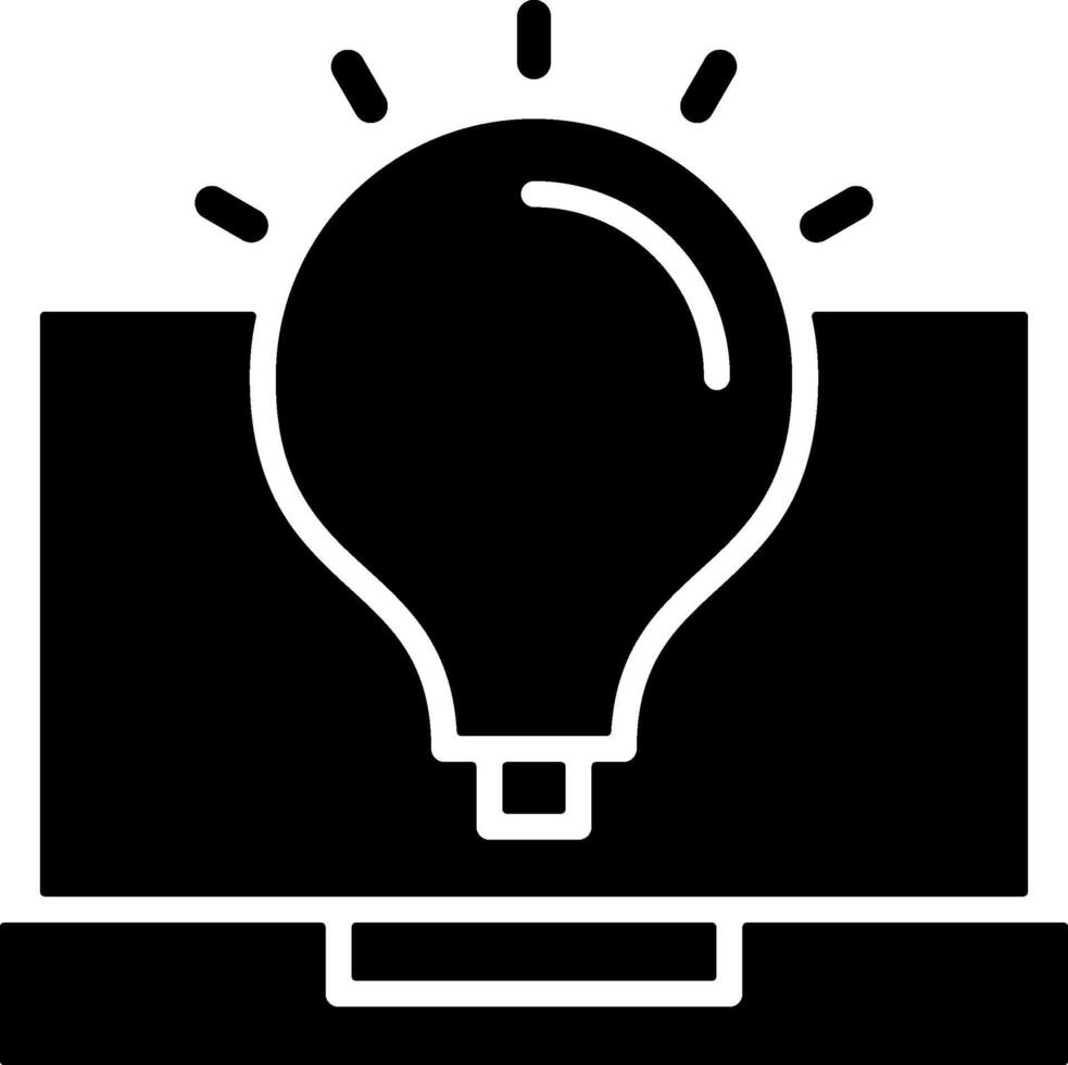Laptop Brainstorm Solid Black Icon vector