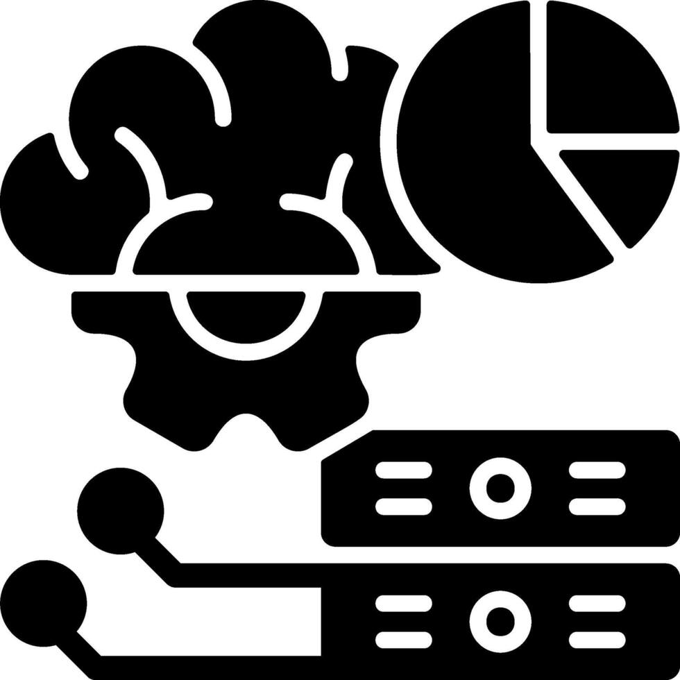 Deep Learning Solid Black Icon vector