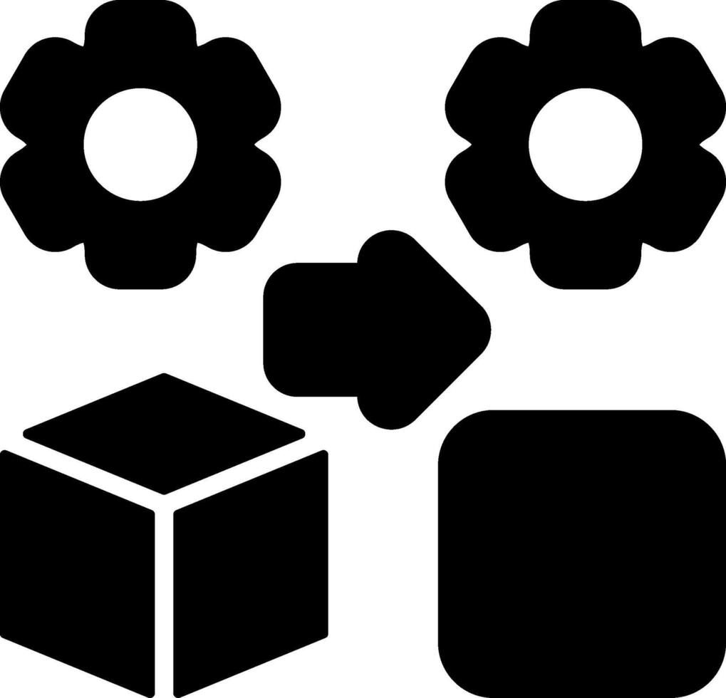 Dimensionality Reduction Solid Black Icon vector