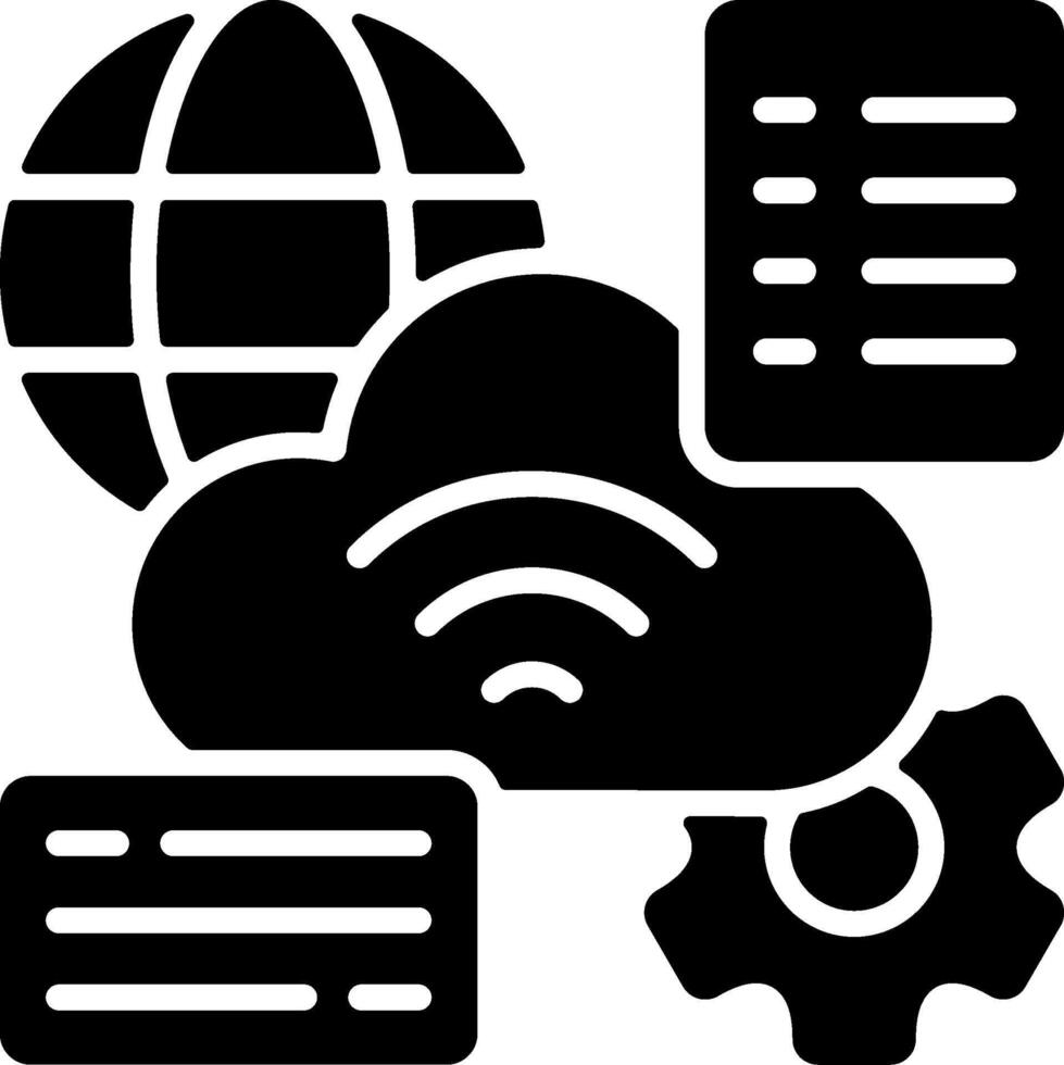 Model Deployment Solid Black Icon vector