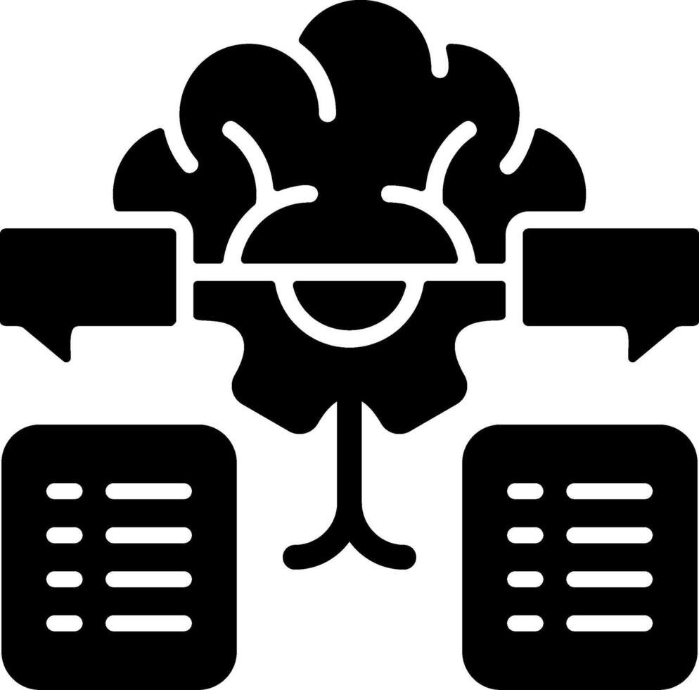Natural Language Processin Solid Black Icon vector
