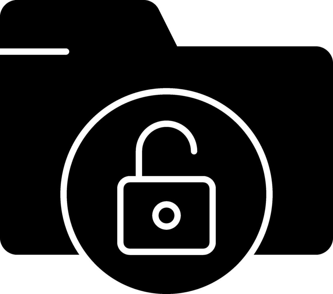 Folder Unlock Solid Black Icon vector