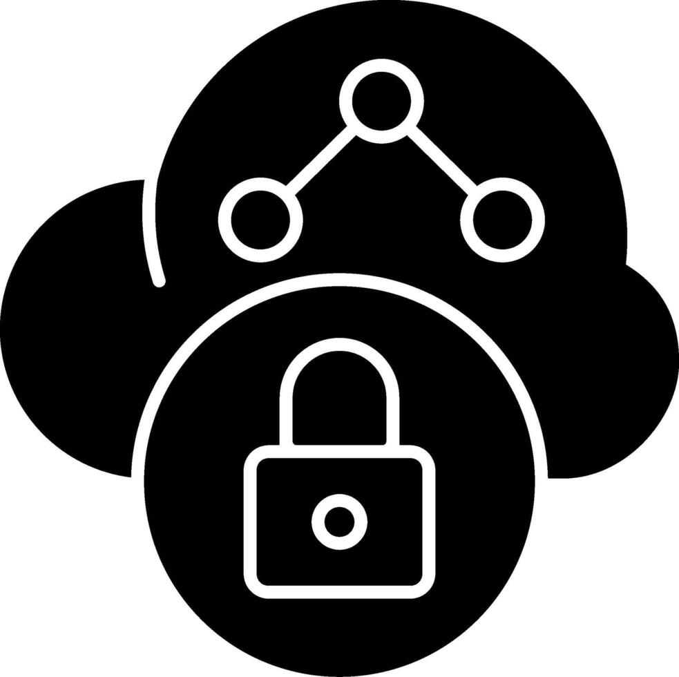 Network Lock Solid Black Icon vector