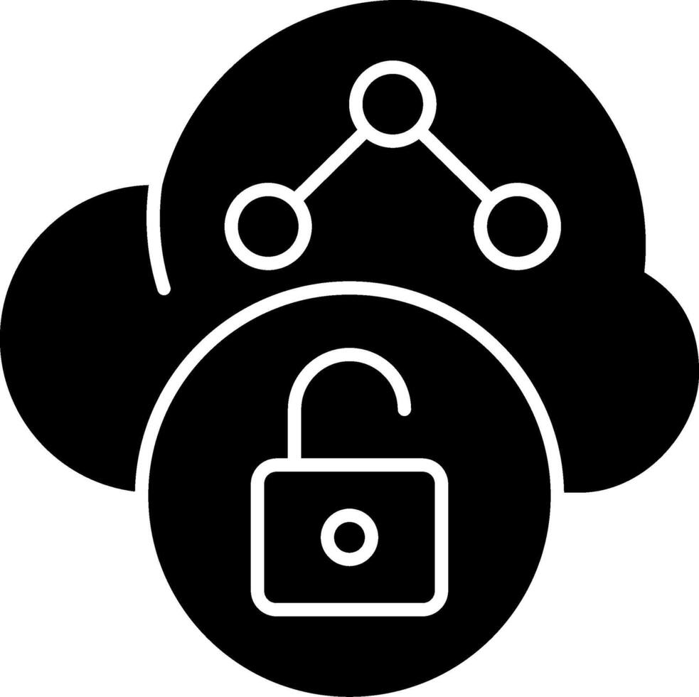 Network Unloack Solid Black Icon vector