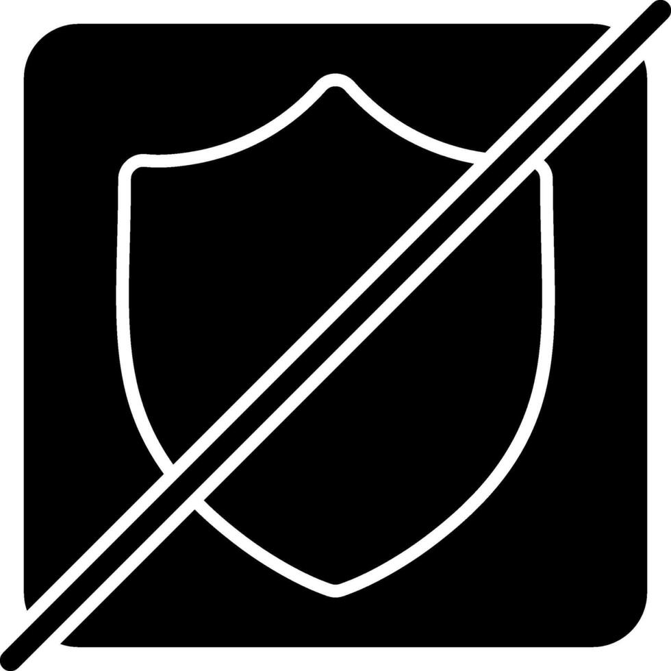 Shield Slash Solid Black Icon vector