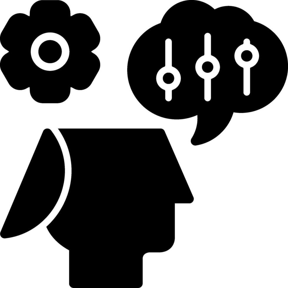 Mind Control Solid Black Icon vector