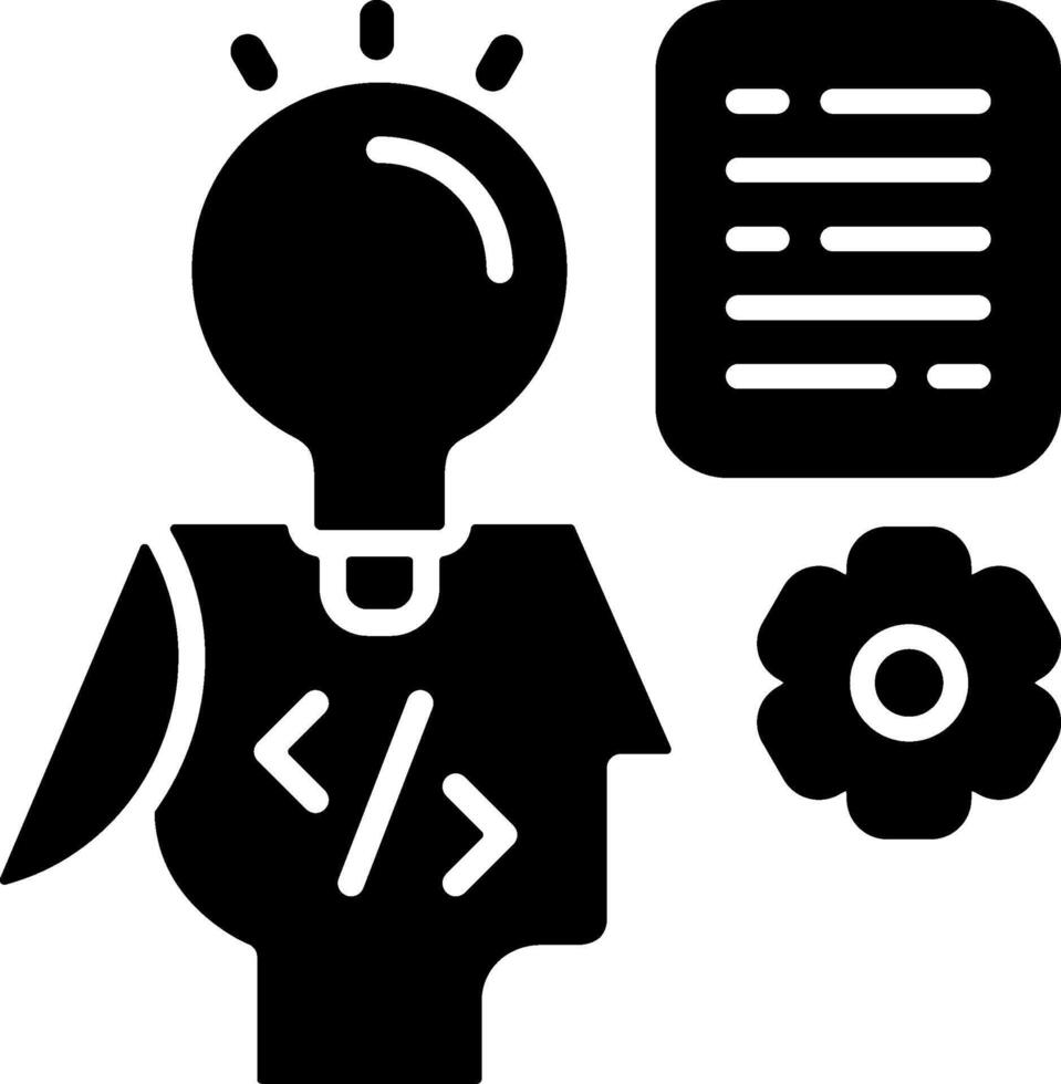Mind Programming Solid Black Icon vector