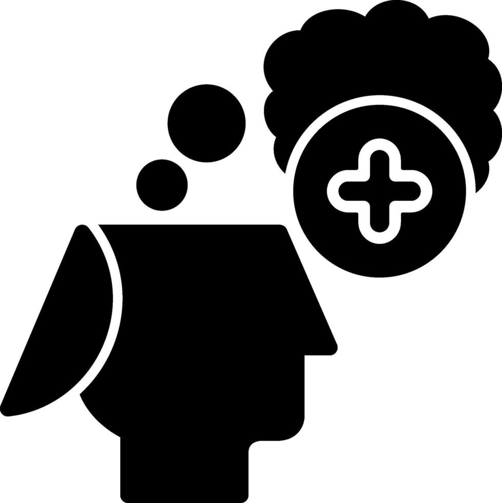 Positive Thinking Solid Black Icon vector