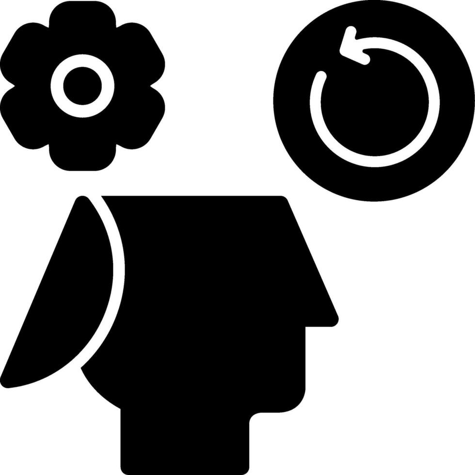 Mind Reset Solid Black Icon vector