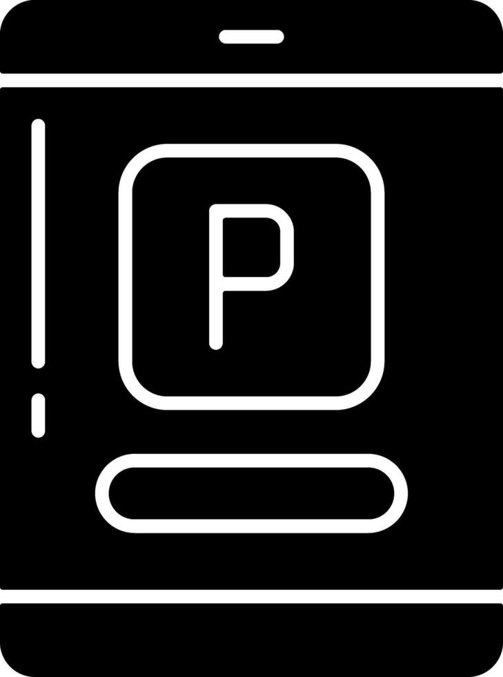 Parking app Solid Black Icon vector