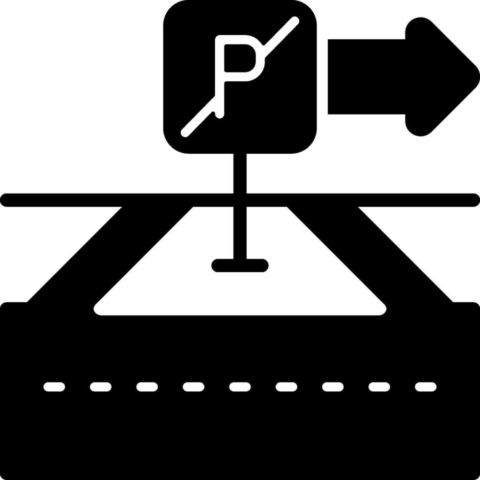 No parking zone Solid Black Icon vector