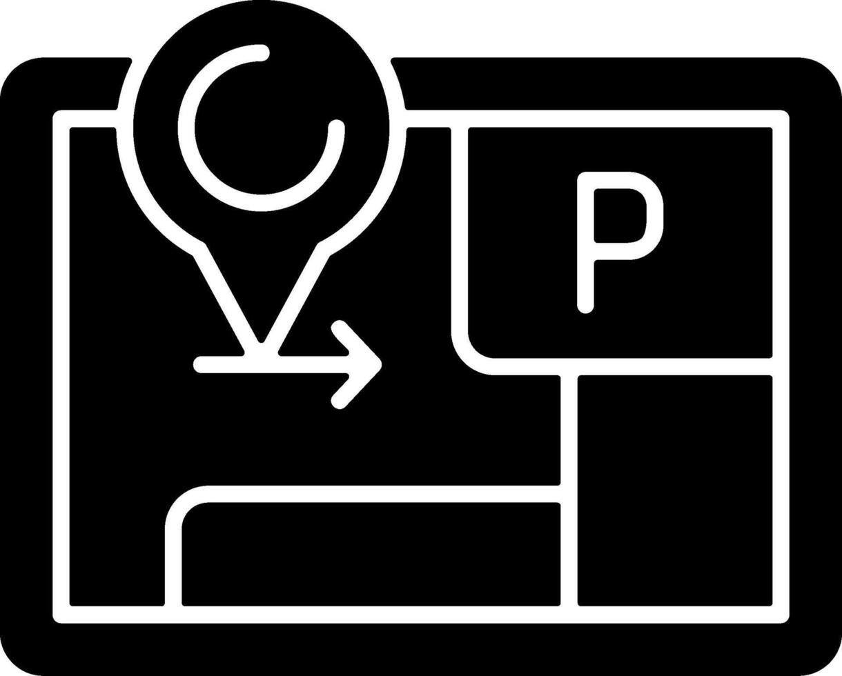 Parking map marker Solid Black Icon vector