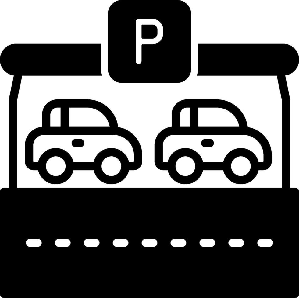 Covered parking Solid Black Icon vector