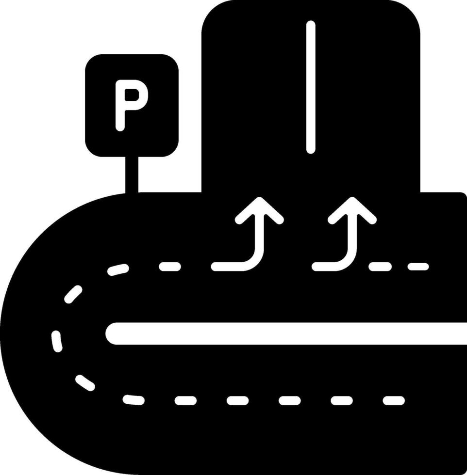 Turnaround Parking Area Solid Black Icon vector