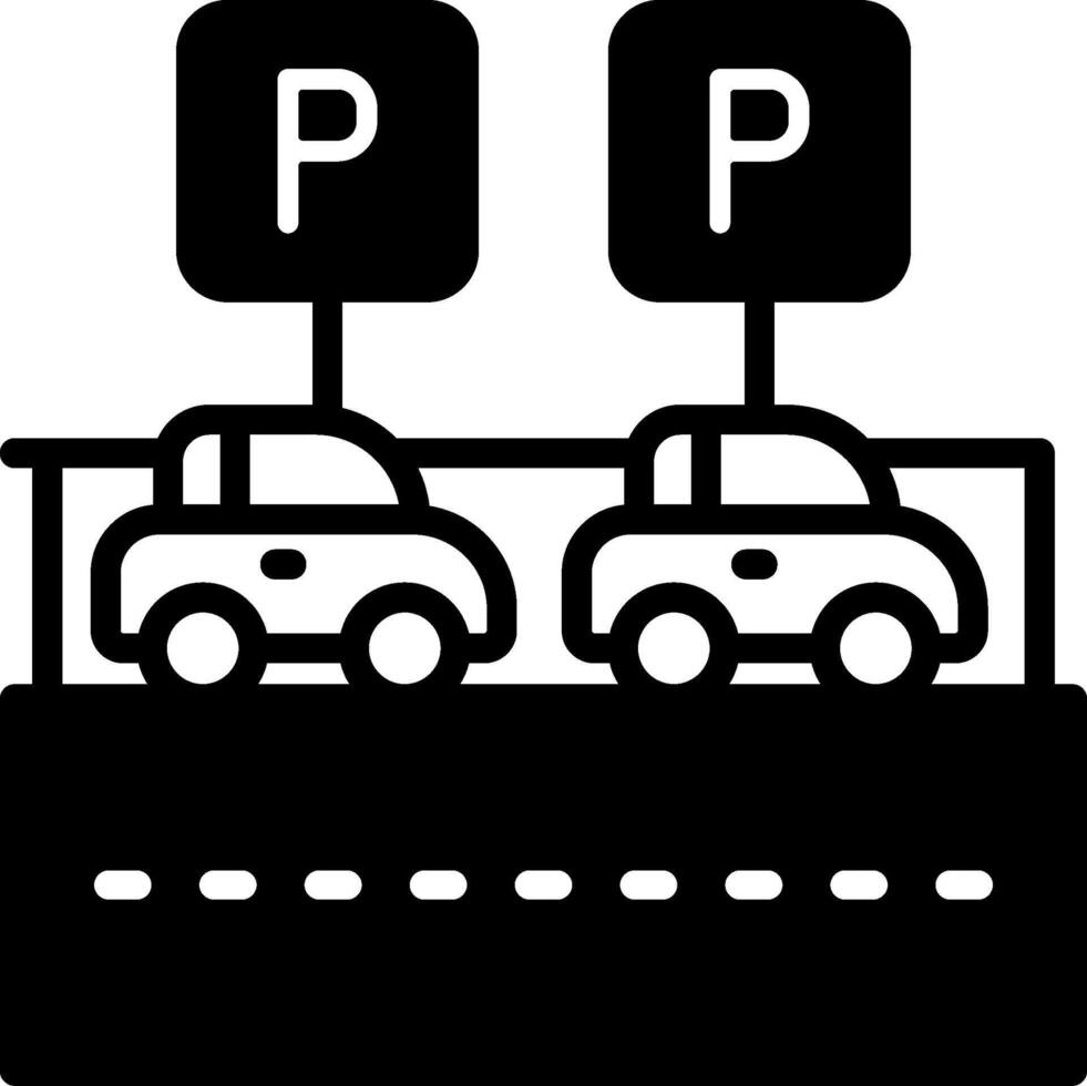 Uncovered Parking Solid Black Icon vector
