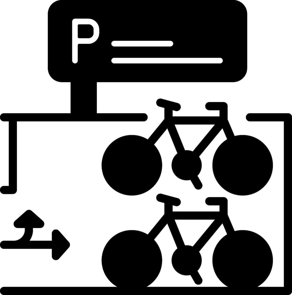 Parked bicycles Solid Black Icon vector