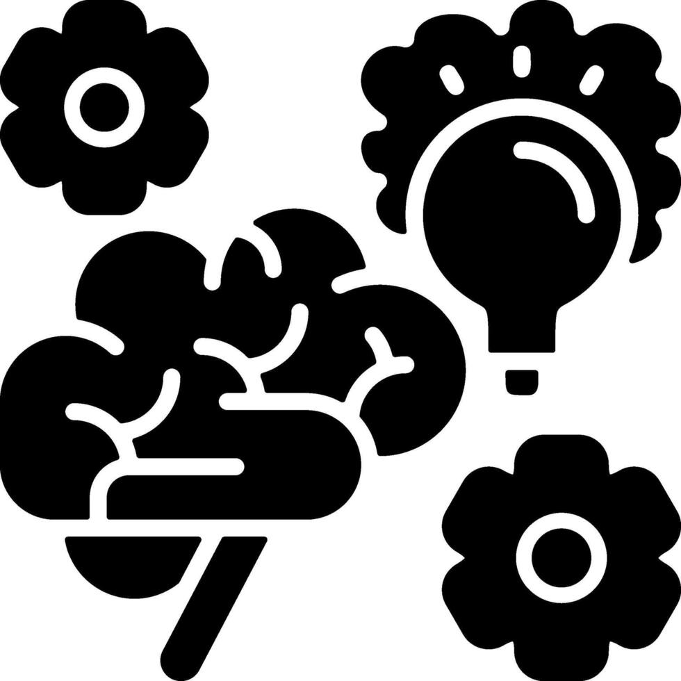 Intelligent Thinking Solid Black Icon vector