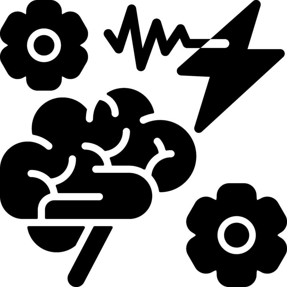 Brainwave Function Solid Black Icon vector