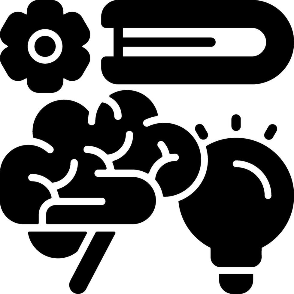 Knowledge Retention Solid Black Icon vector
