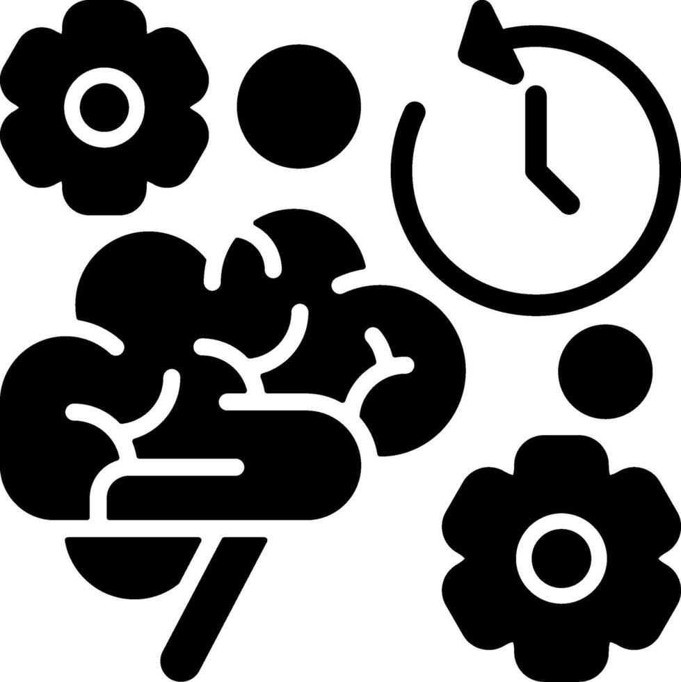 Short-Term Memory Process Solid Black Icon vector