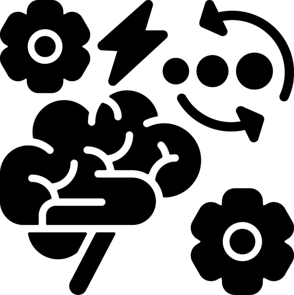 Mental Processing Solid Black Icon vector