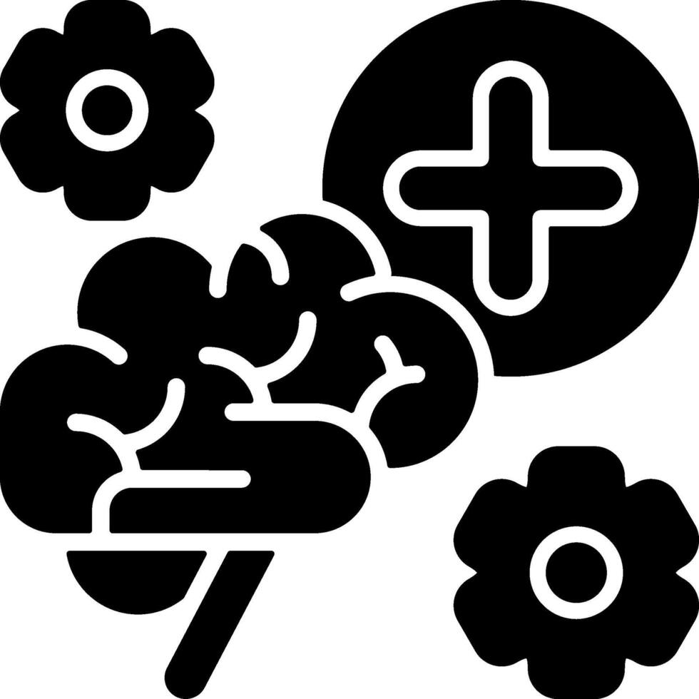 Positive Thinking Solid Black Illustration Icon vector