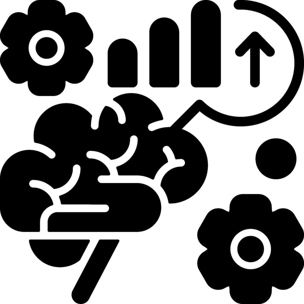 Brain Performance Tracking Solid Black Icon vector