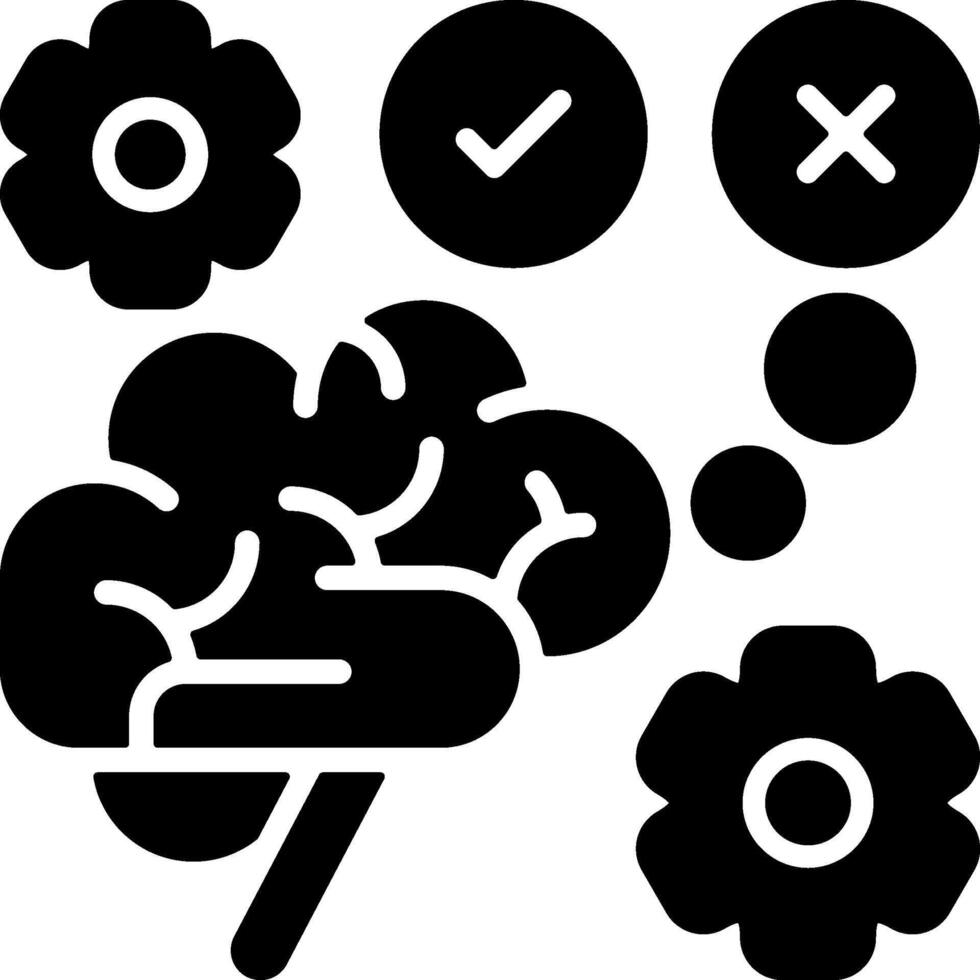 Decision Making Process Solid Black Icon vector