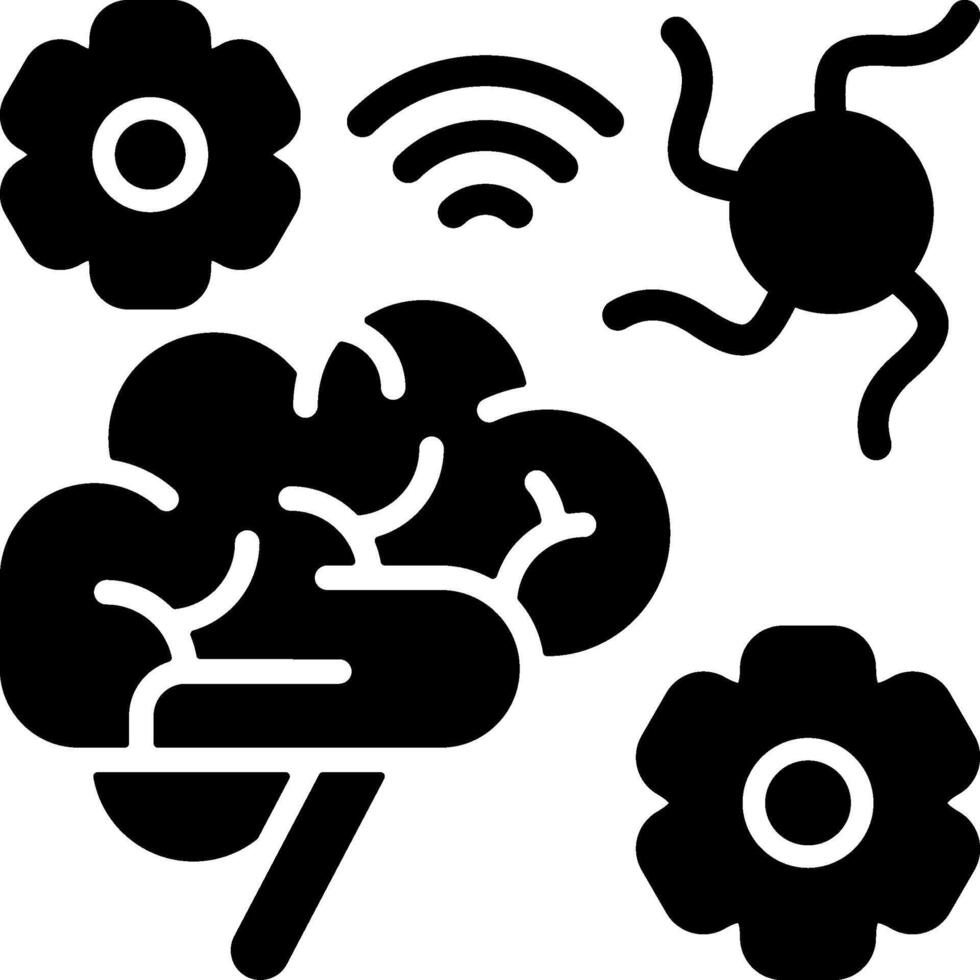 Neural Signal Solid Black Icon vector