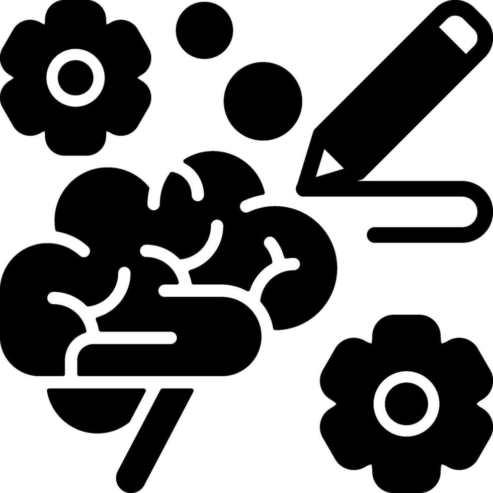 Creative Brain Function Solid Black Icon vector