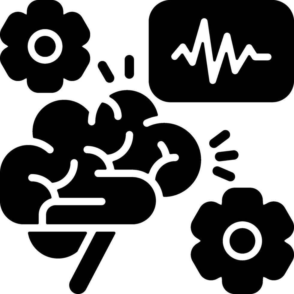 Brain Activity Monitoring Solid Black Icon vector