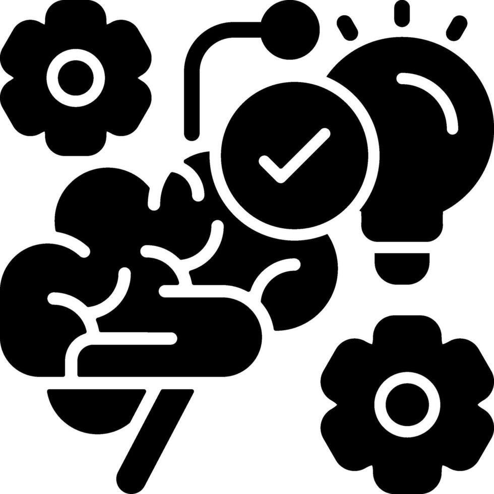 Informed Decision Process Solid Black Icon vector