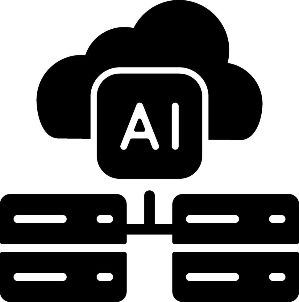 AI Hosting Solid Black Icon vector