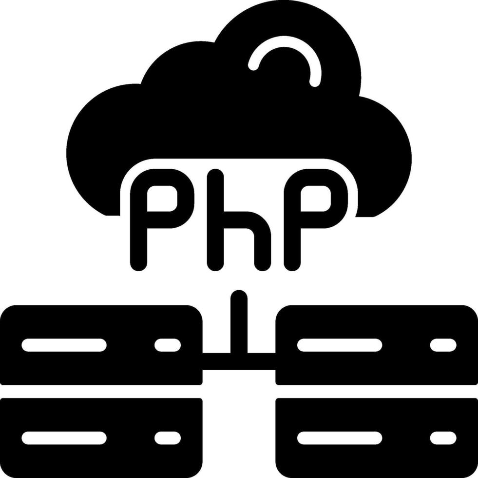 PHP Hosting Solid Black Icon vector