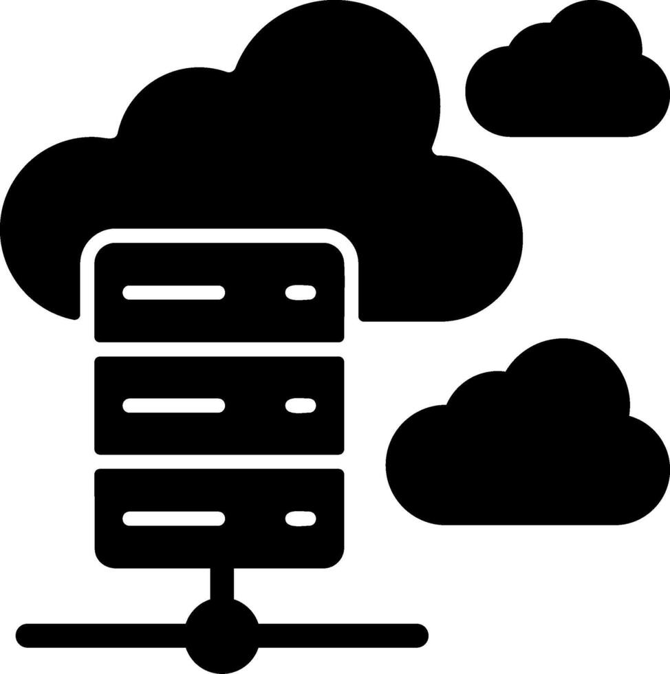 Cloud Hosting Solid Black Icon vector