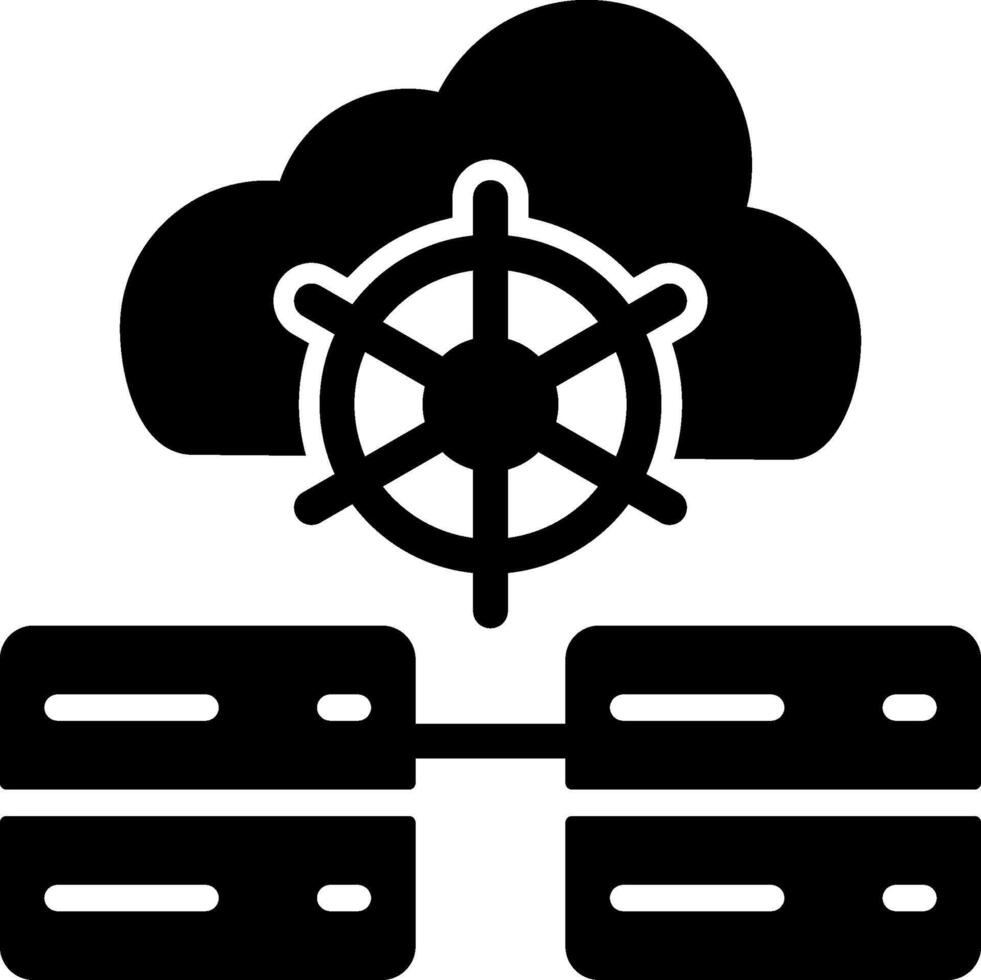 Kubernetes Hosting Solid Black Icon vector