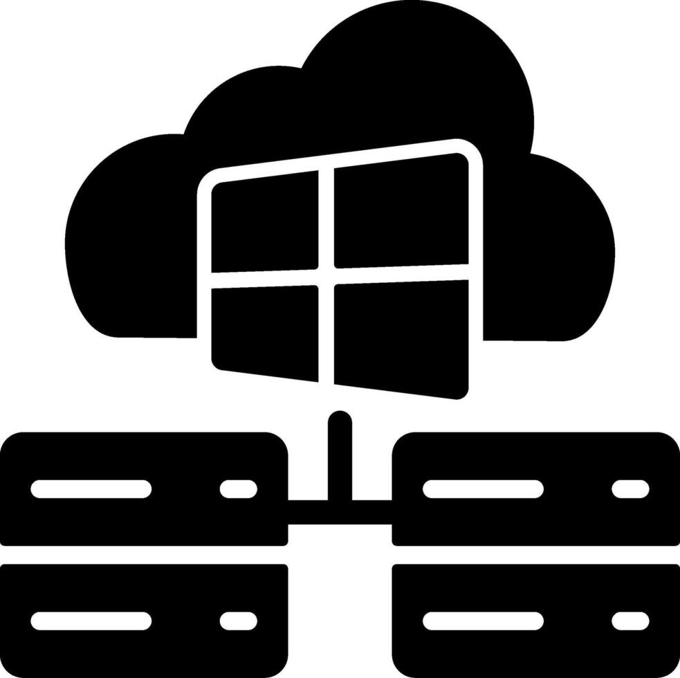 Windows Hosting Solid Black Icon vector