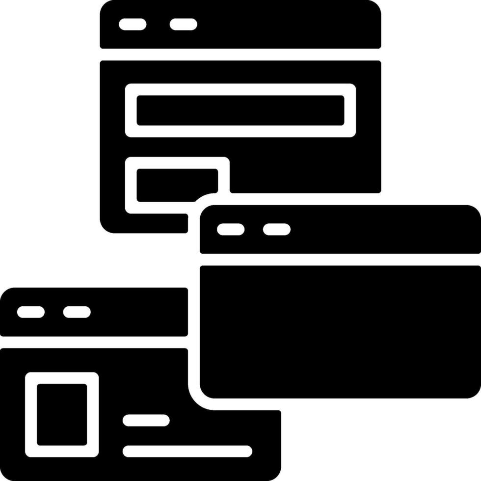 Multi Site Management Solid Black Icon vector