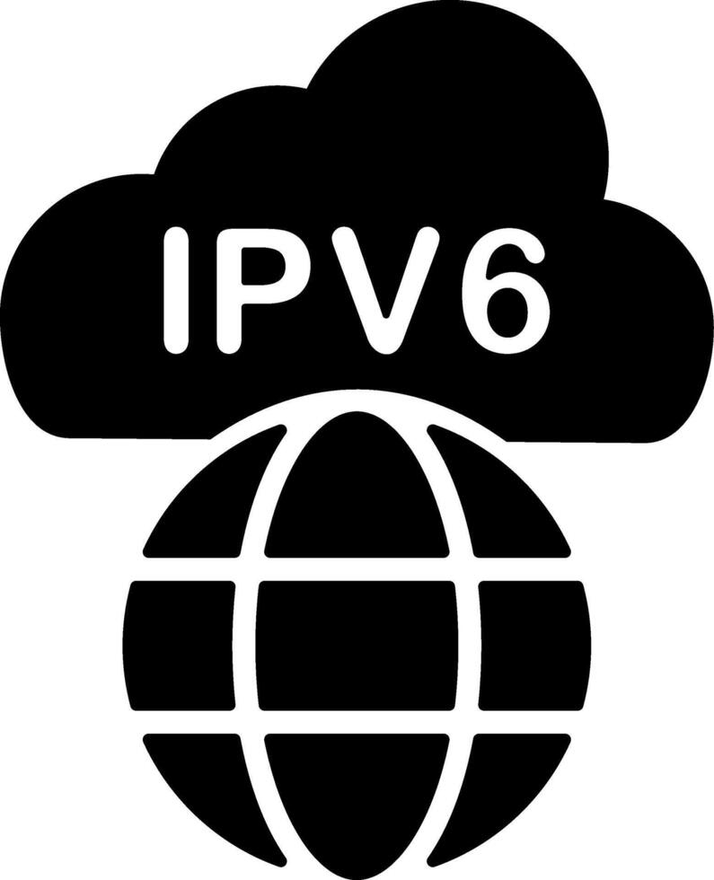 IPv6 Ready Solid Black Icon vector