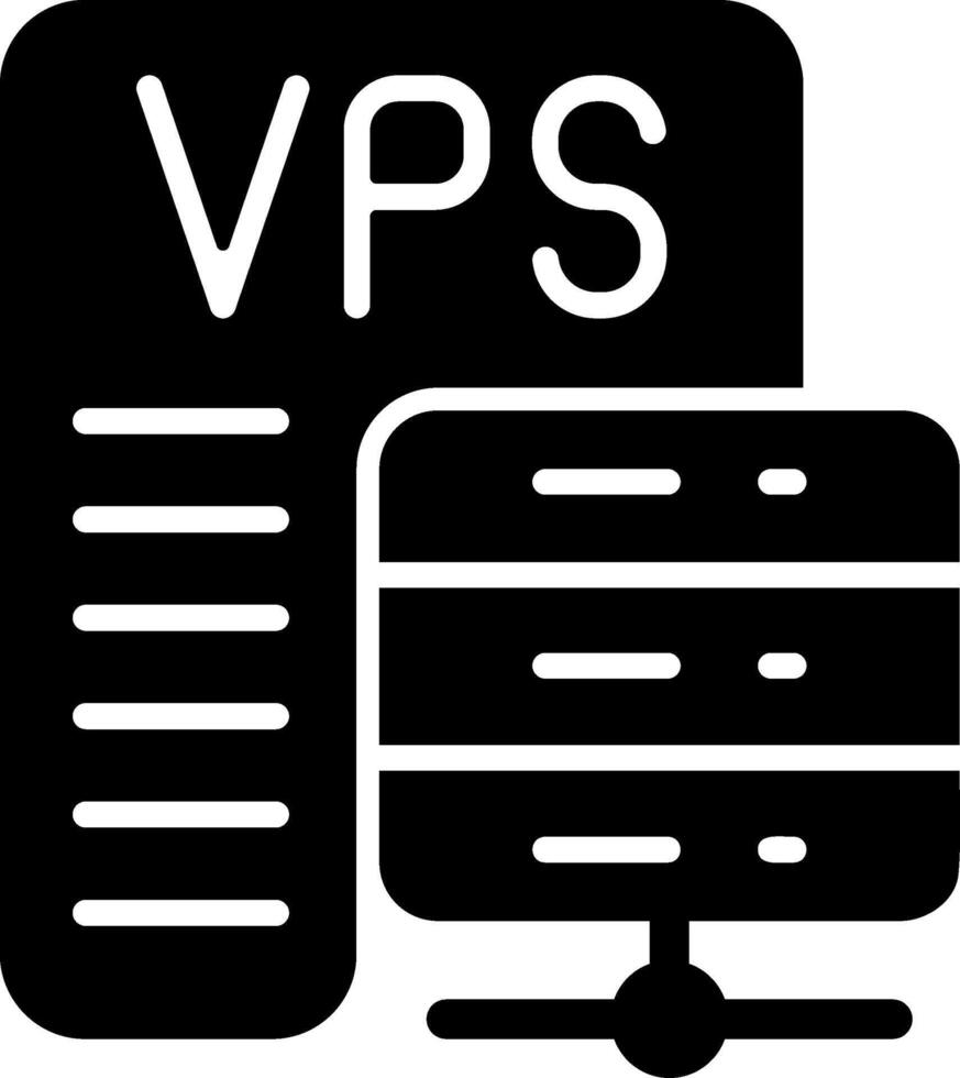VPS Hosting Solid Black Illustration Icon vector