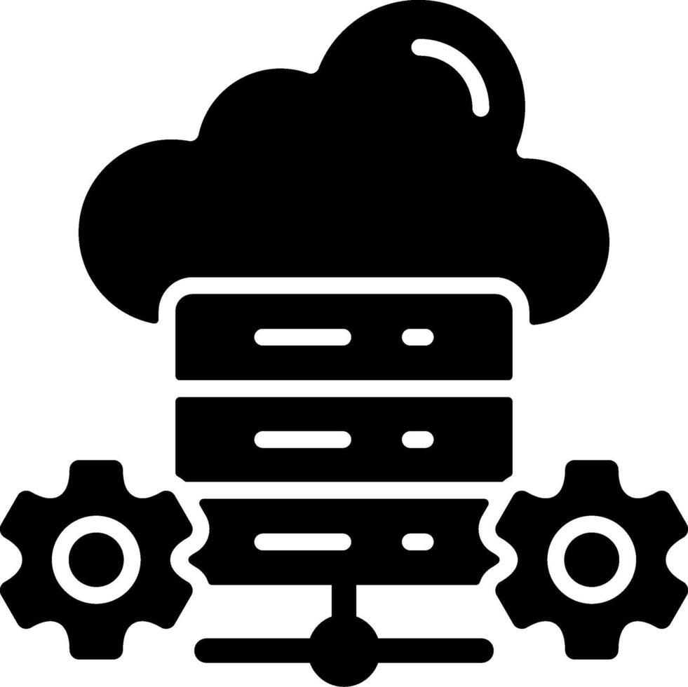 Cloud hosting advanced Solid Black Icon vector
