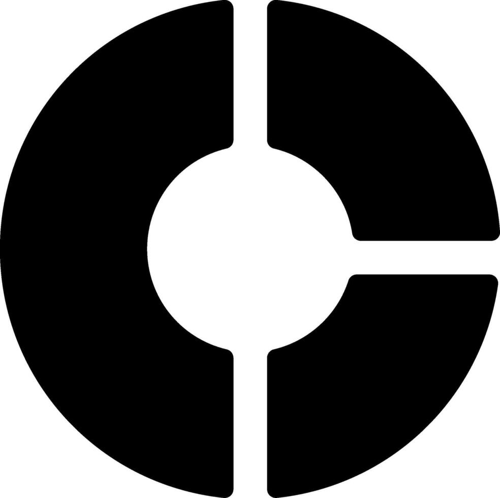 Marked Donut Chart Solid Black Icon vector