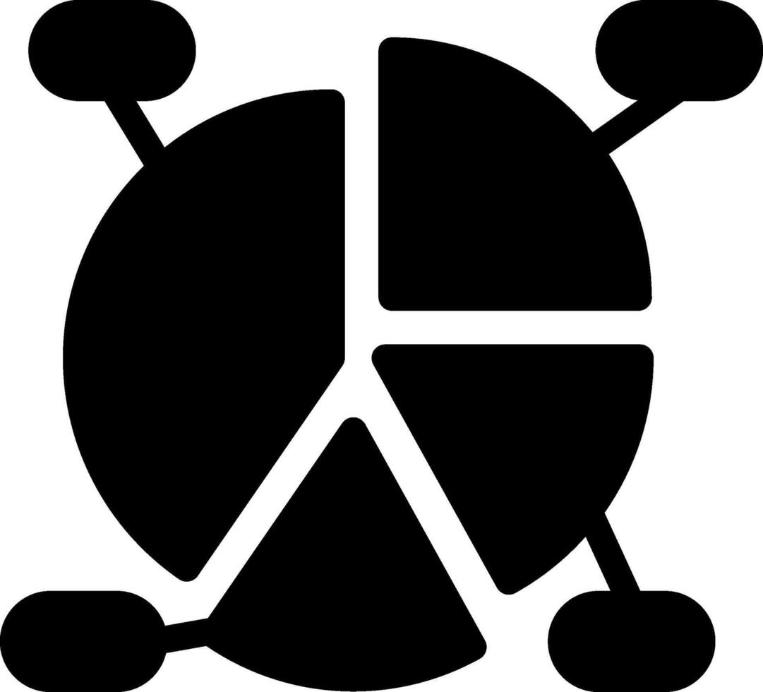 Pie Chart Pieces Solid Black Icon vector