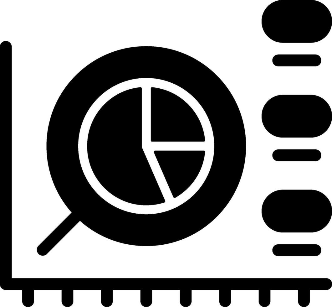 Search Statistics Solid Black Icon vector