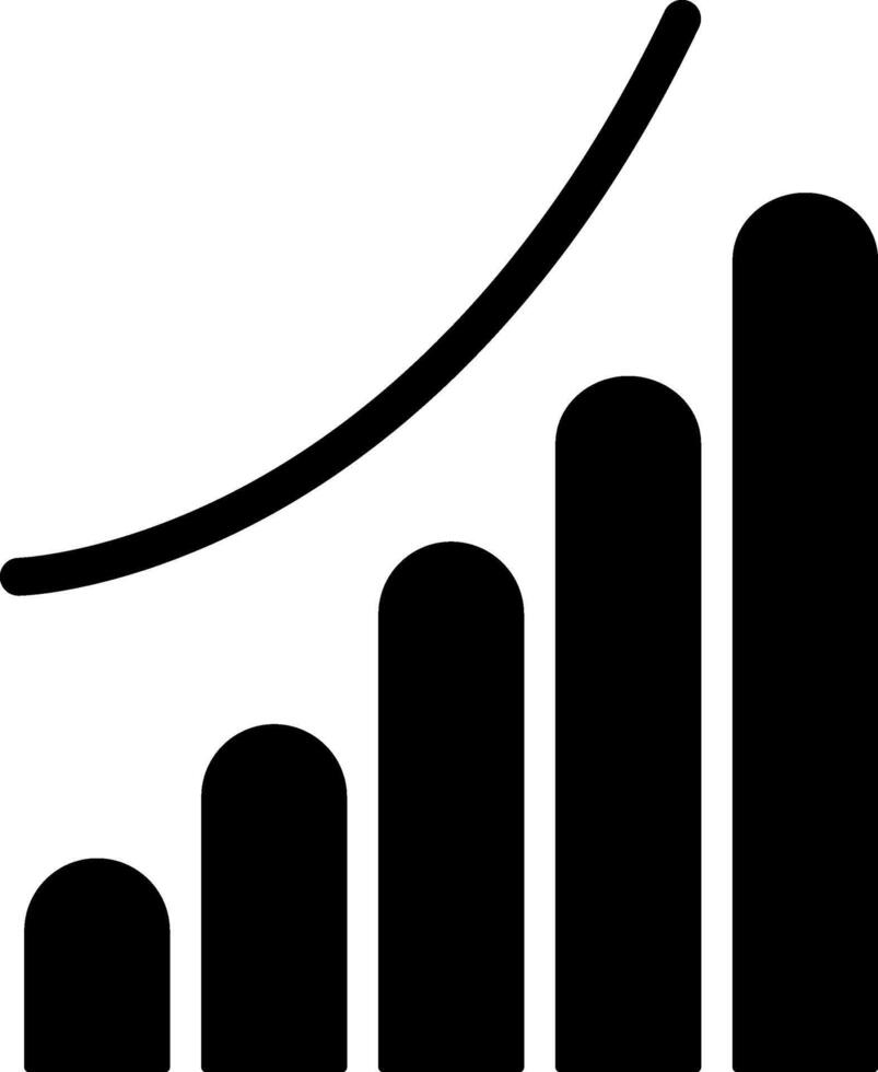 Upward Trend in Graph Solid Black Icon vector
