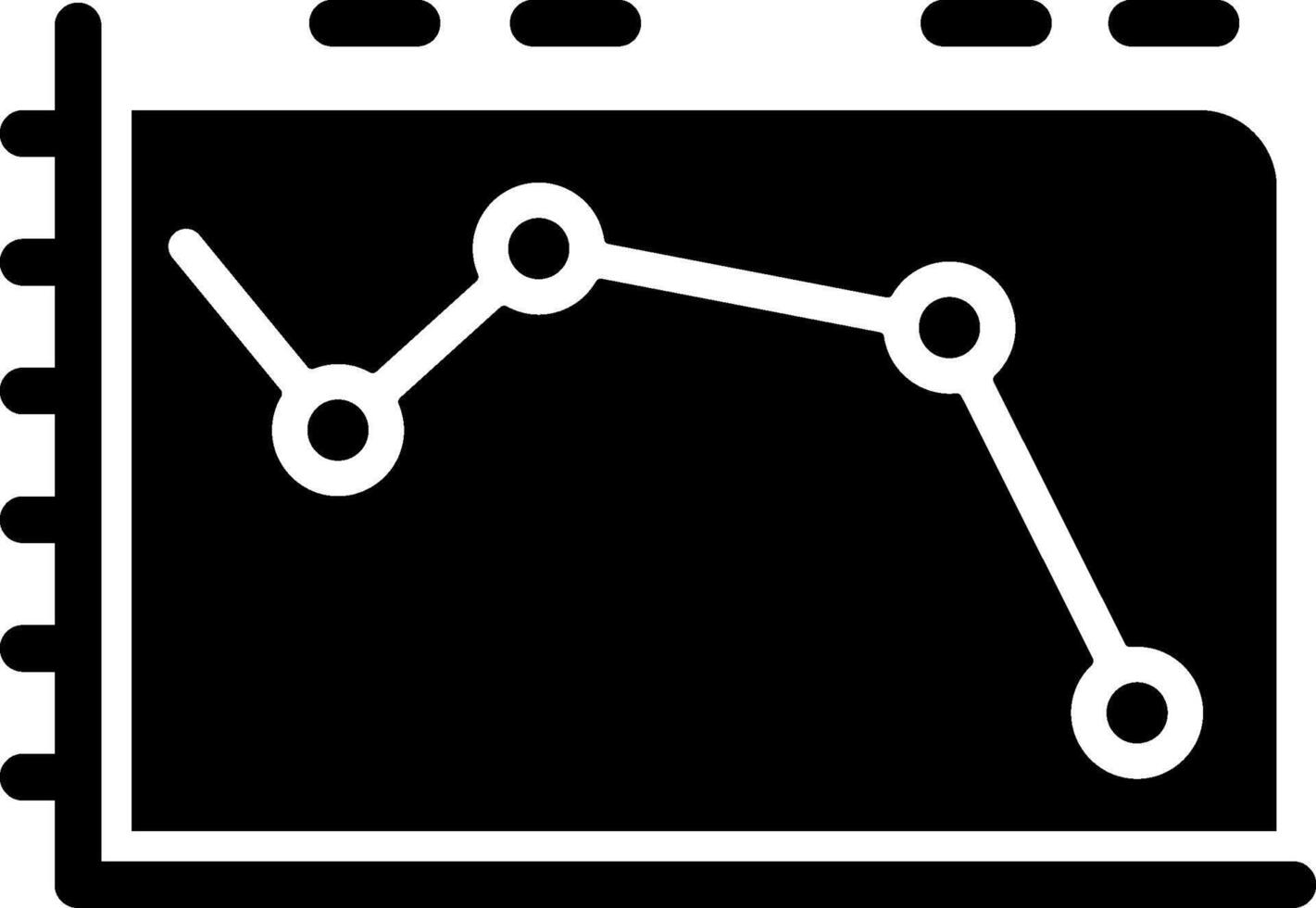 Falling Line Graph Solid Black Icon vector